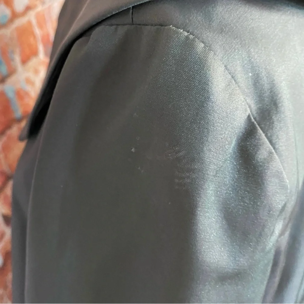 Ann Taylor Metallic Gray Nylon Rain Jacket Snap Coat medium Peter Pan Collar M